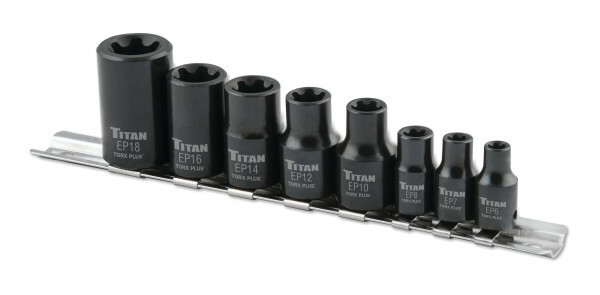 Titan 8 Piece External Torx Plus Socket Set #17418 for Vehicle Applications