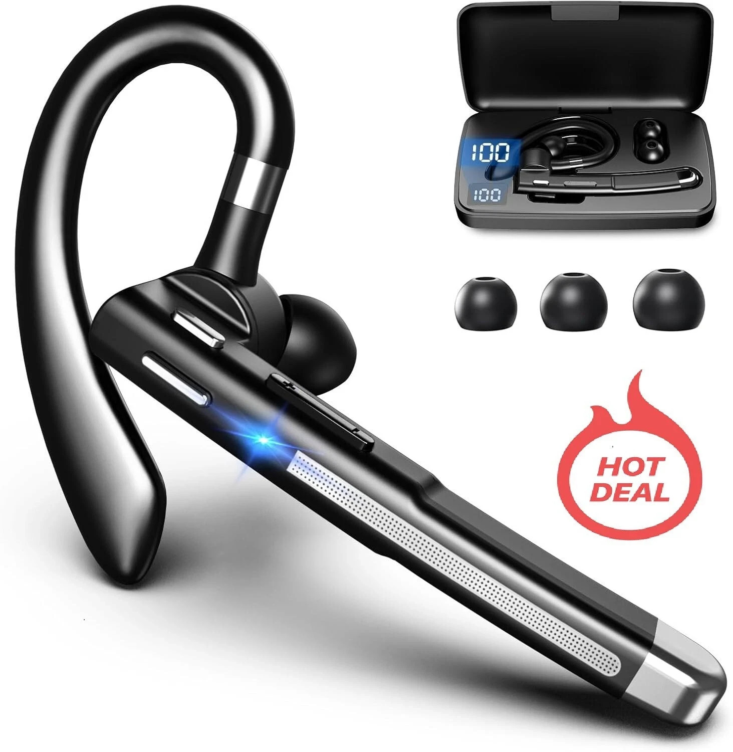 #1 Best Wireless Headphone Blue Headset Bluetooth Truck Driver Noise Cancelling.