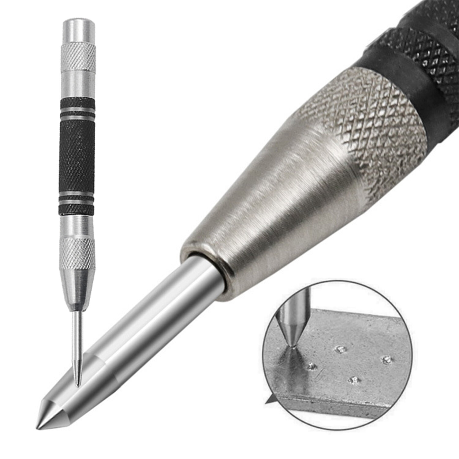 2PC Automatic Center Punch Strikes Surface Hammer Spring Loaded Window Breaker