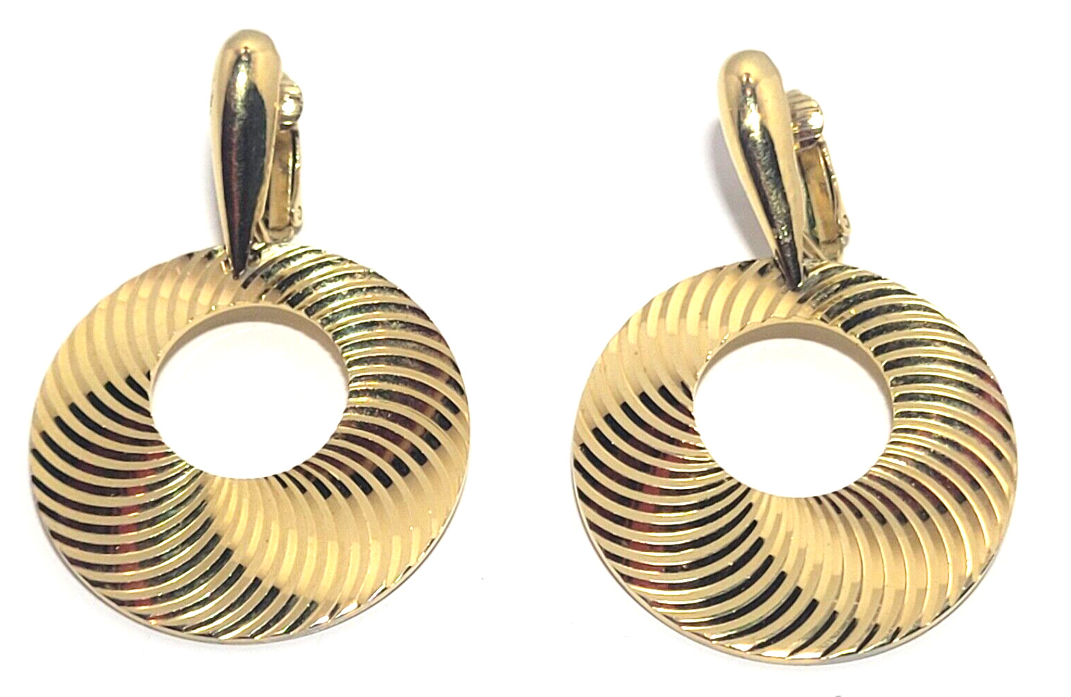 Trifari Earrings Clip On Dangle Swirl Pattern