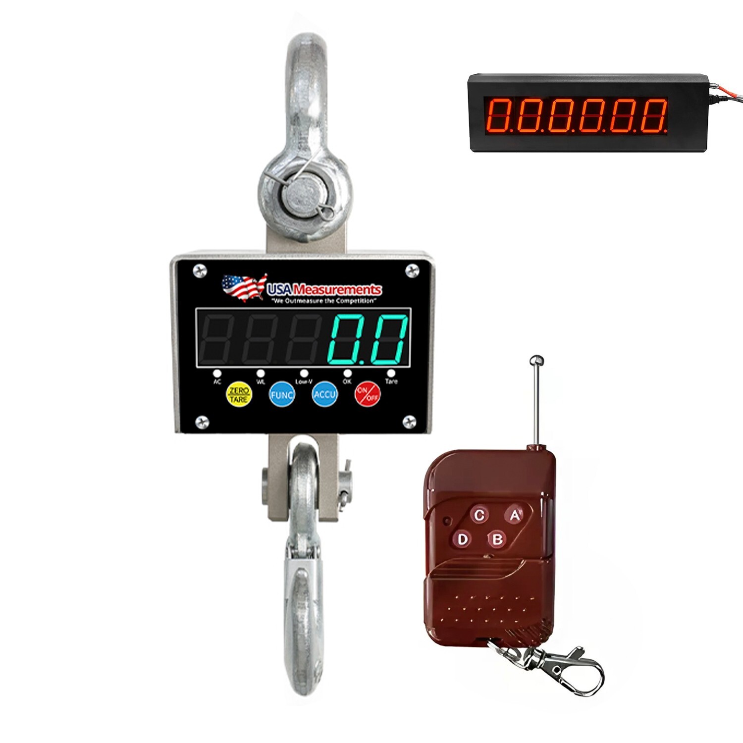 Outdoor Safe Stainless Steel 2,000 lb Crane Scale Digital Display 4" Scoreboard
