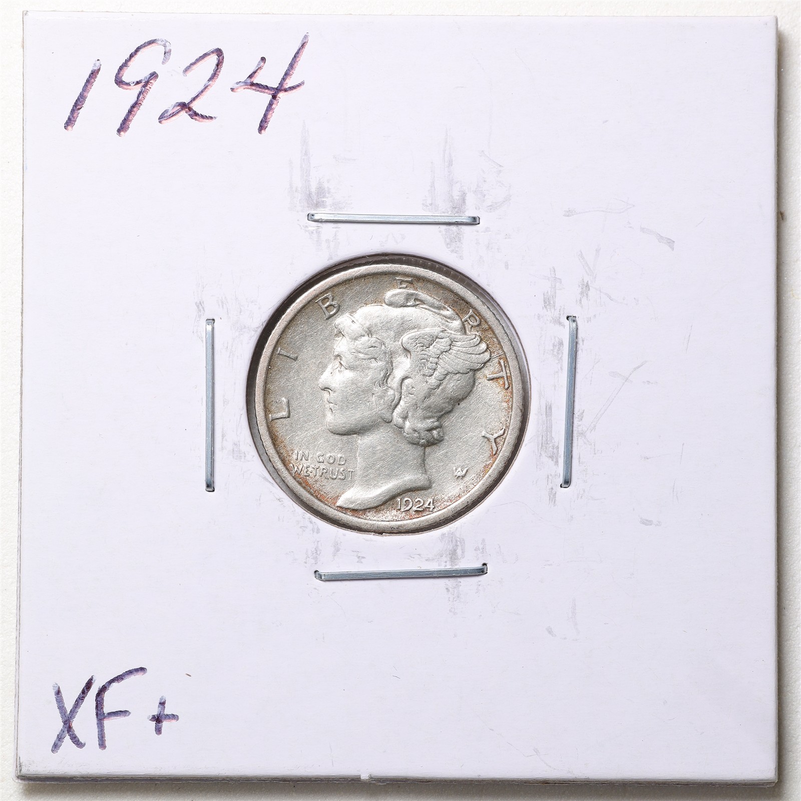 1924 10C Mercury Winged Liberty Silver Dime in XF+ Condition #6941