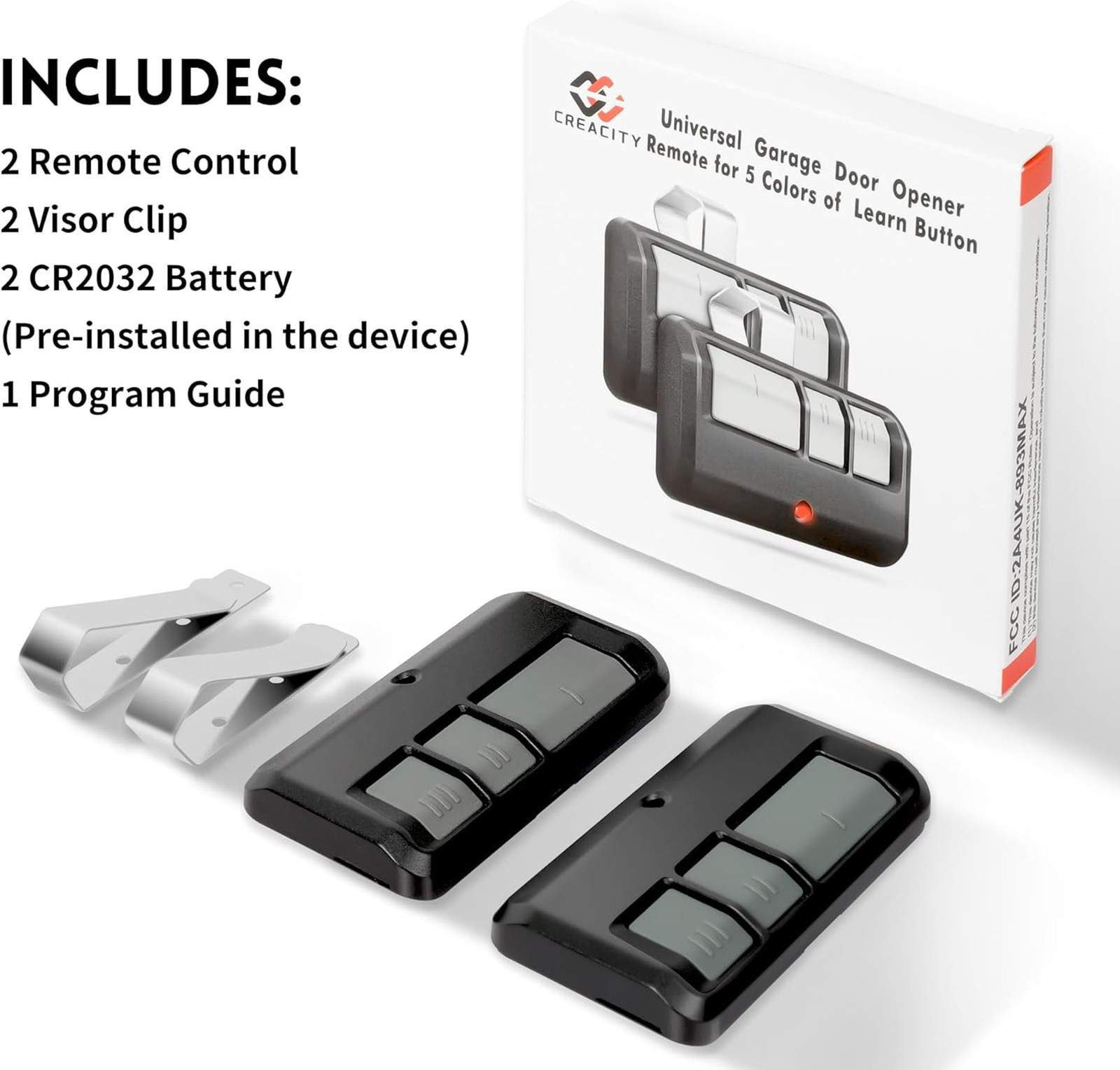Garage Door Remote Control Pack 2 Universal Security Rolling Code Long Distance