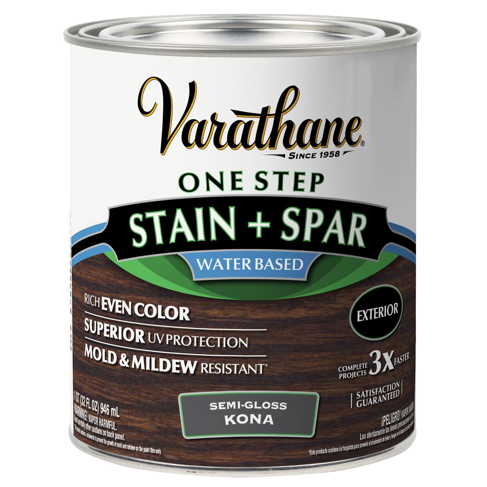 Varathane 388142 Semi-Gloss Water-Based Exterior Spar Urethane Kona quart