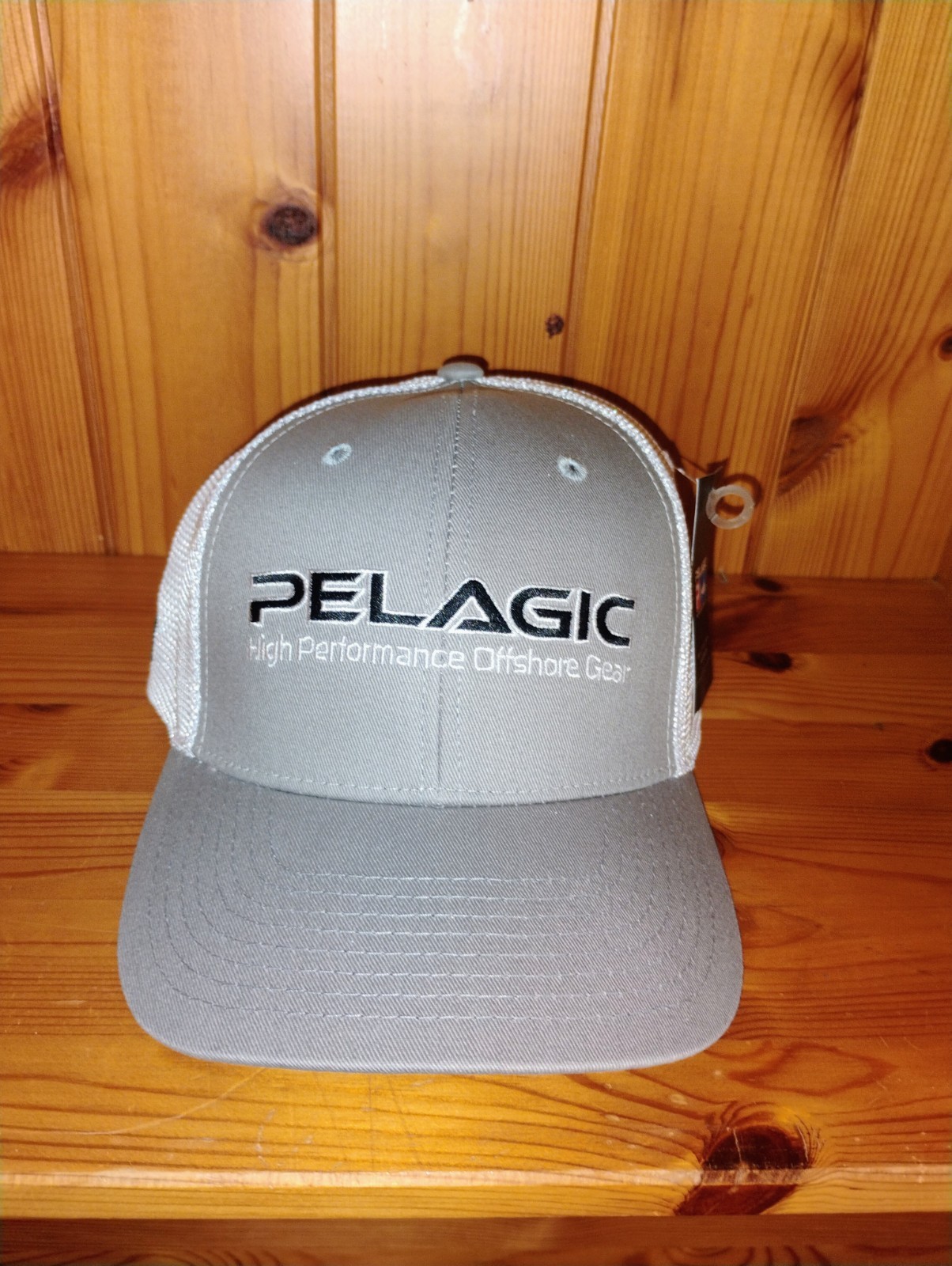 Pelagic Offshore Classic Trucker Fishing Hat Cap - Light Grey Color - NEW!