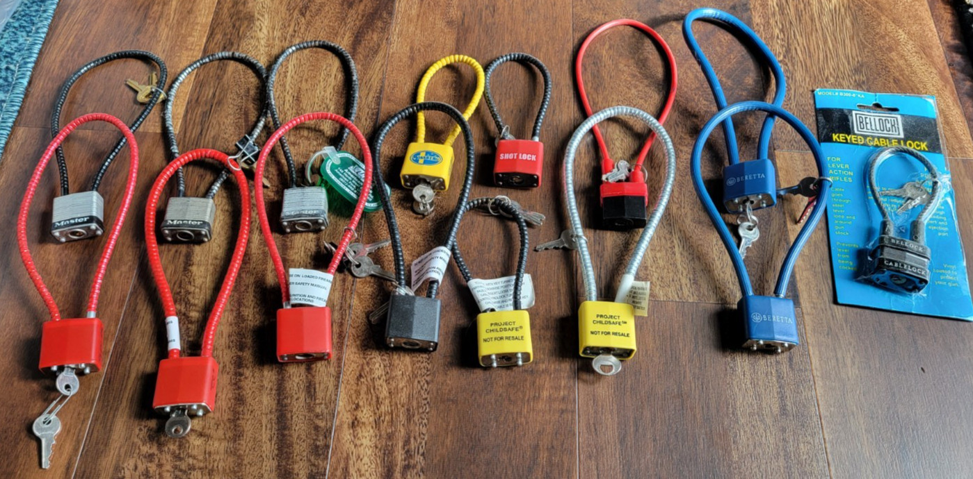 Colt Ruger Beretta Mossburg Firearms Cable Trigger Locks Gun Safety Lot of 15