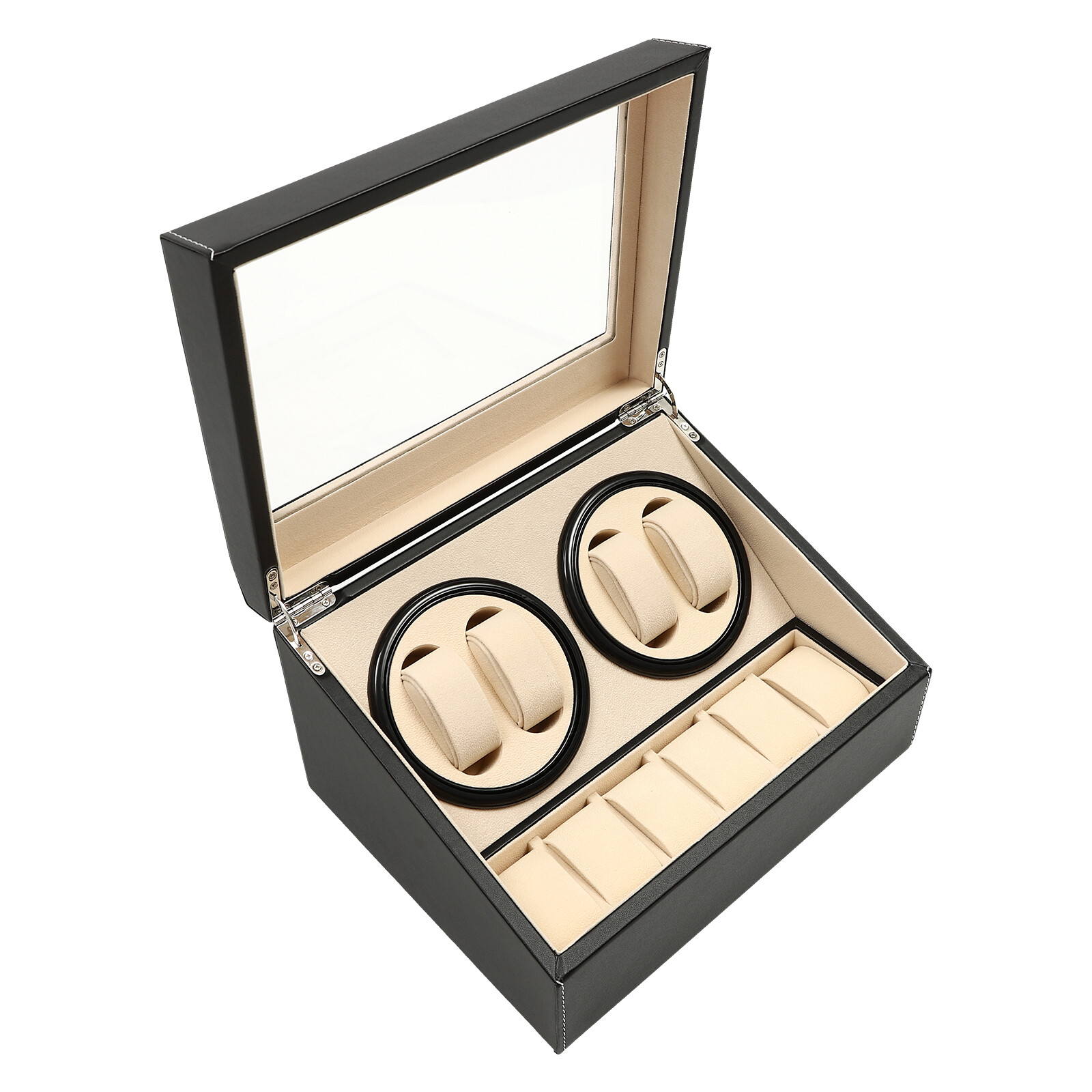 4+6 Luxury Automatic Rotation Watch Winder Leather Storage Case Display Box Gift
