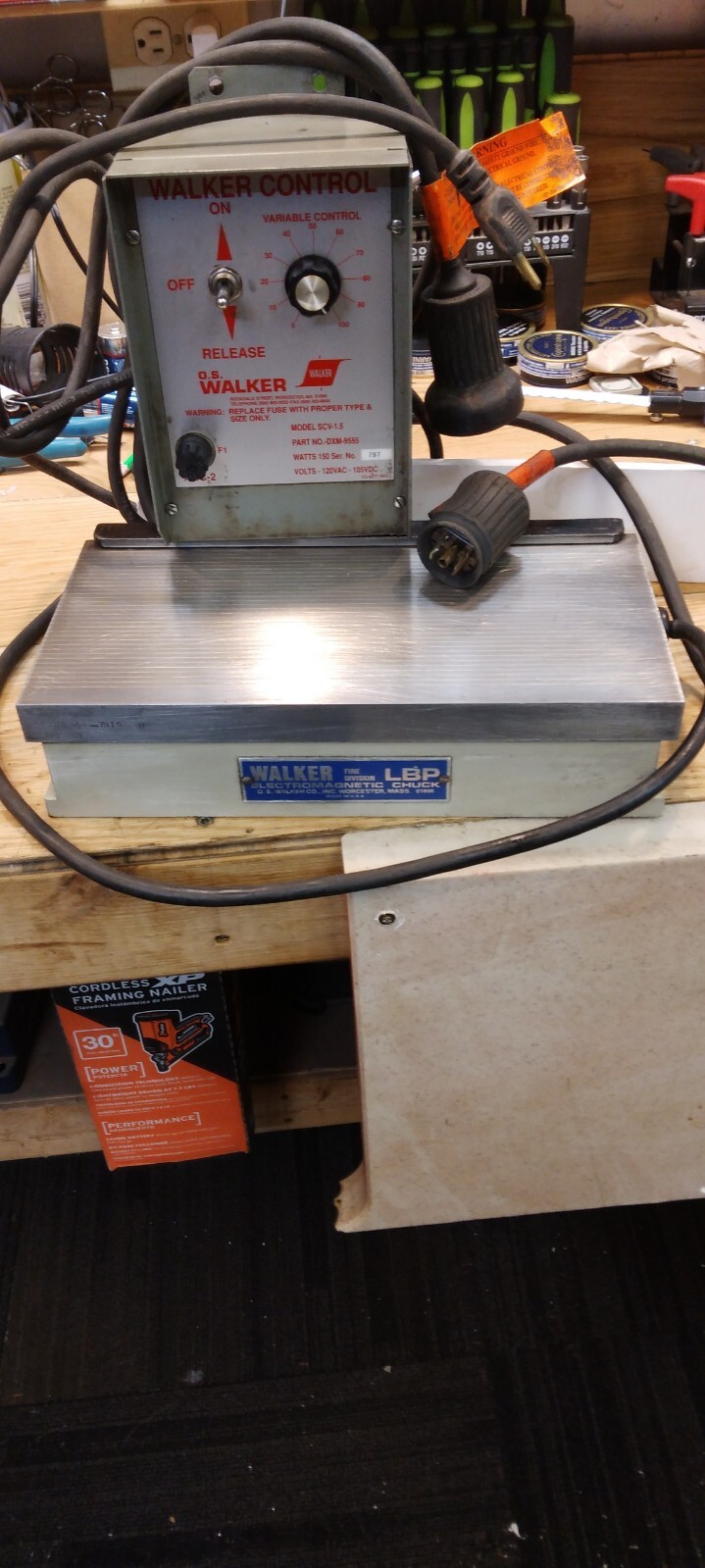 Walker 6x12 electro chuck w/ variable control rectifier.