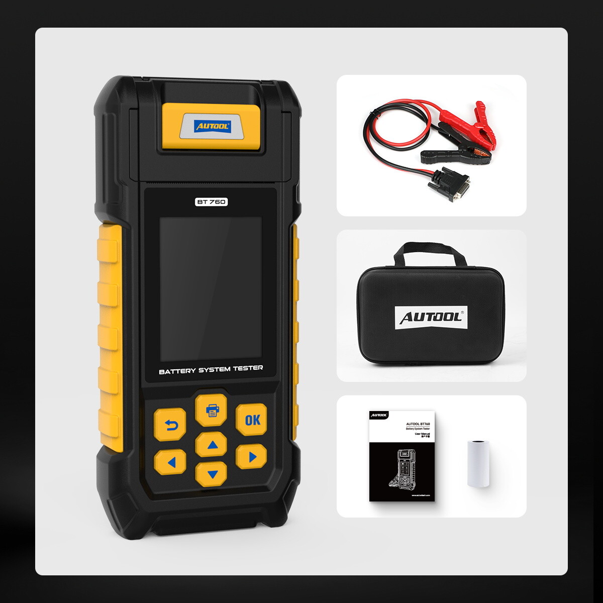 AUTOOL BT760 Battery Tester Load Charging Cranking Analyzer With Printer 8V~32V