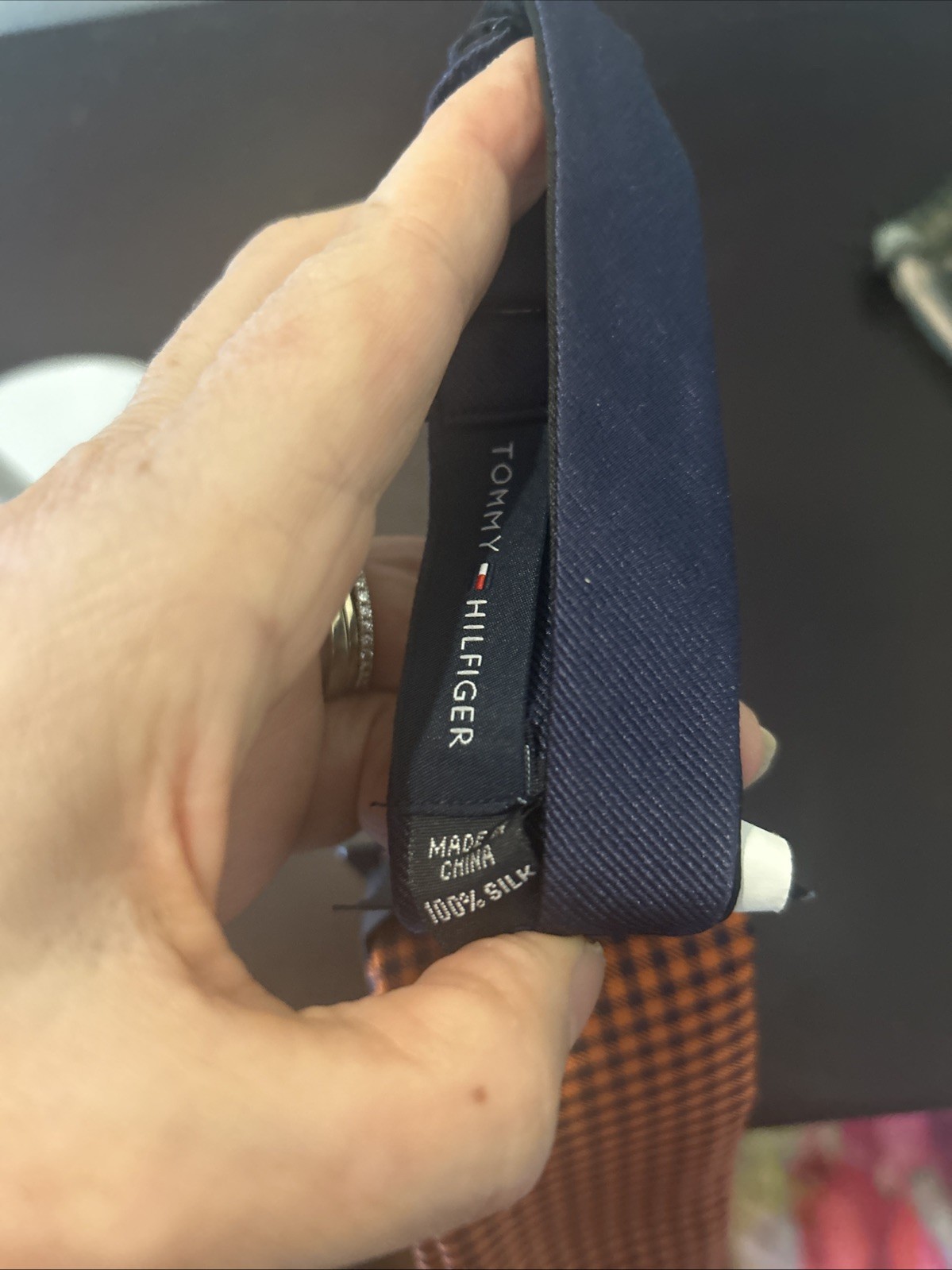 Tommy Hilfiger NWT Bowtie And Pocket Square Blue Orange Check