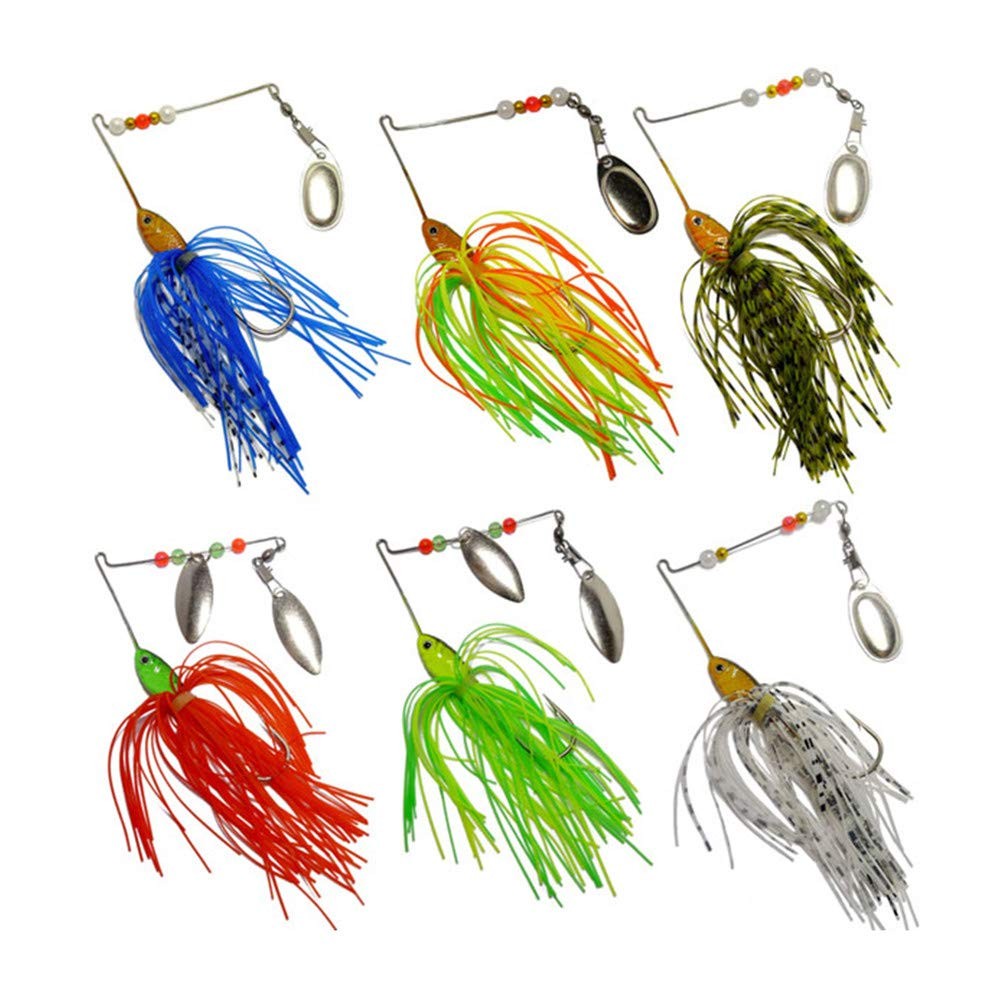 6 Pcs Bass Spinner Baits, Spinner Baits for Bass Fishing Trout Salmon Hard Metal