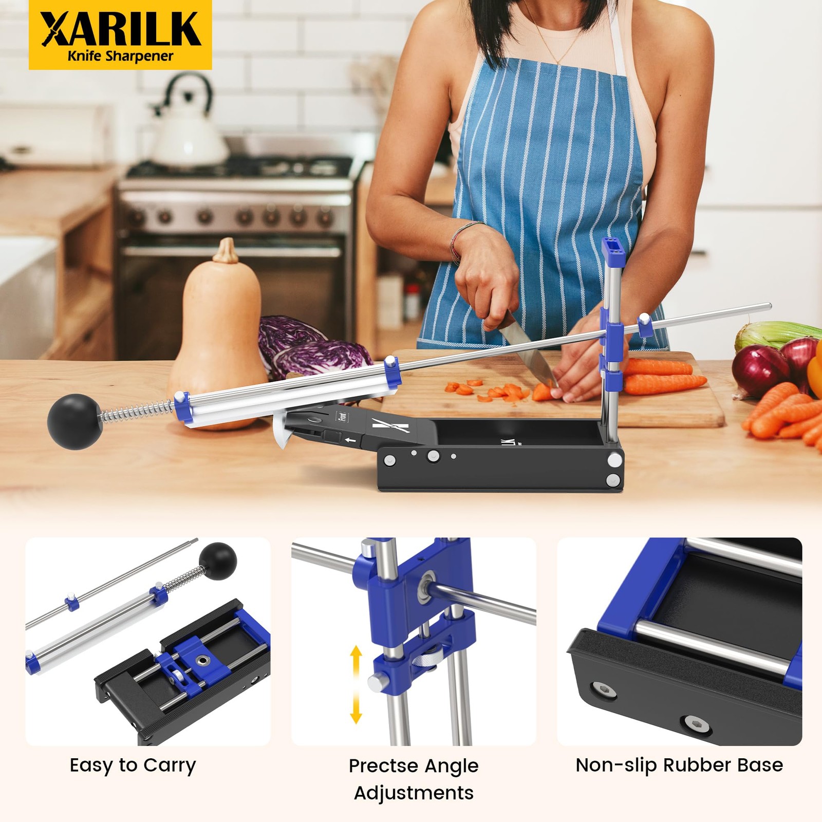 XARILK Foldable Portable Knife Sharpening System, Adjustable Knife Sharpener ...