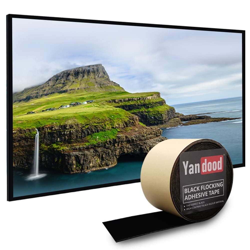 Black Flocking Adhesive Felt Tape Border Projector Screen Frame 3in x 30ft