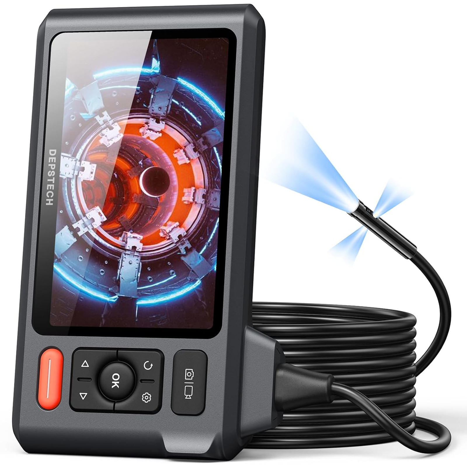 Endoscope Camera with Light, Triple Lens 5 Inch IPS Inspection Camera, 16.5Ft