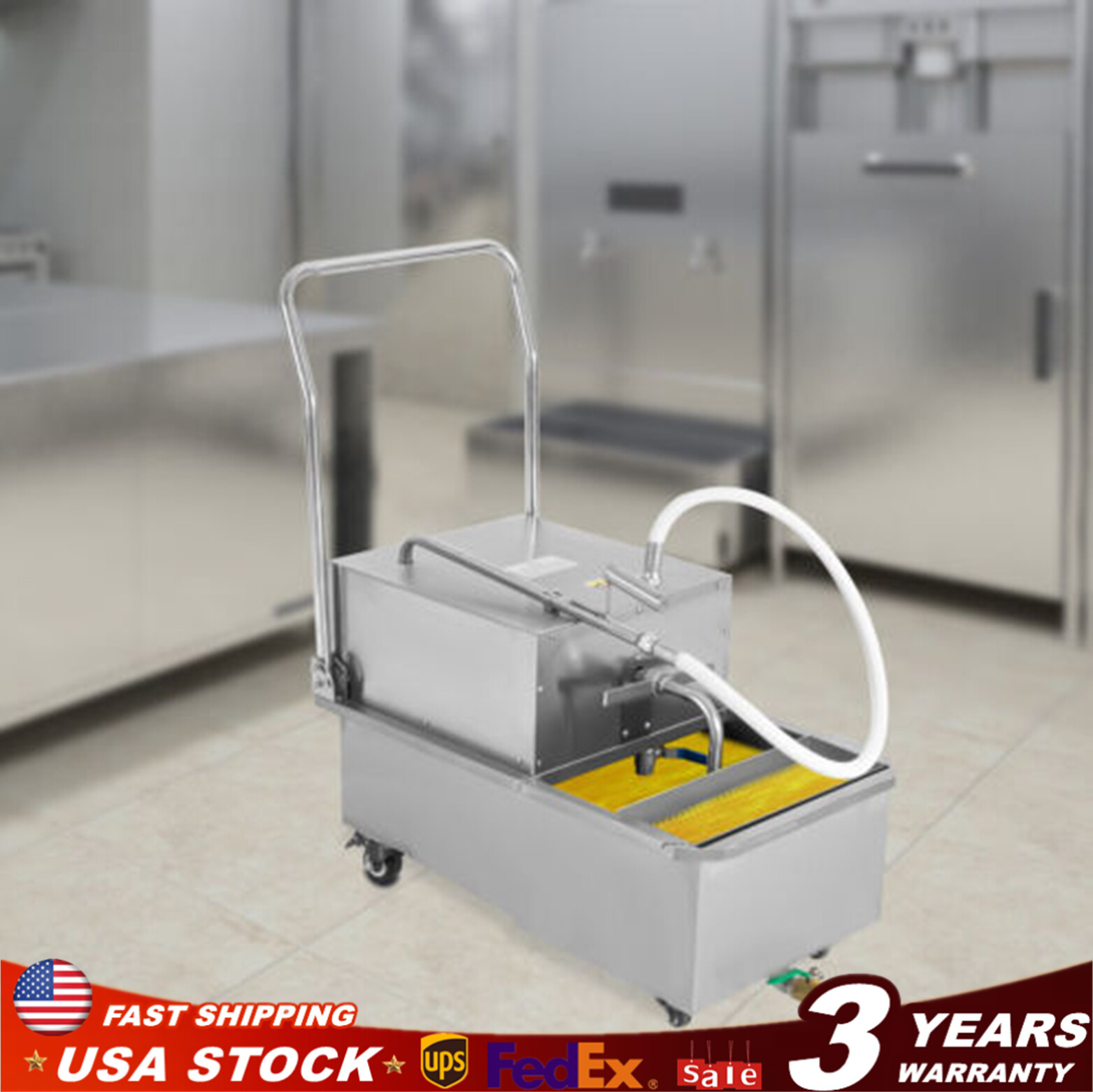 Fryer Oil Filter Cart Commercial Cooking Oil Filtration System 55L Capacity New