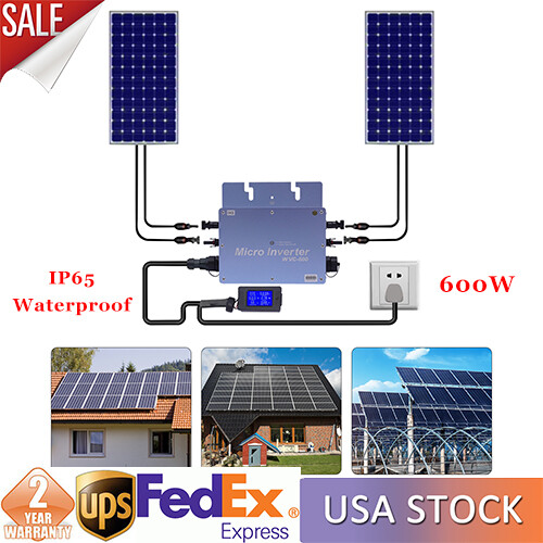 Solar Micro Inverter 600W Grid Tie MPPT Pure Sine Wave DC to AC Waterproof New