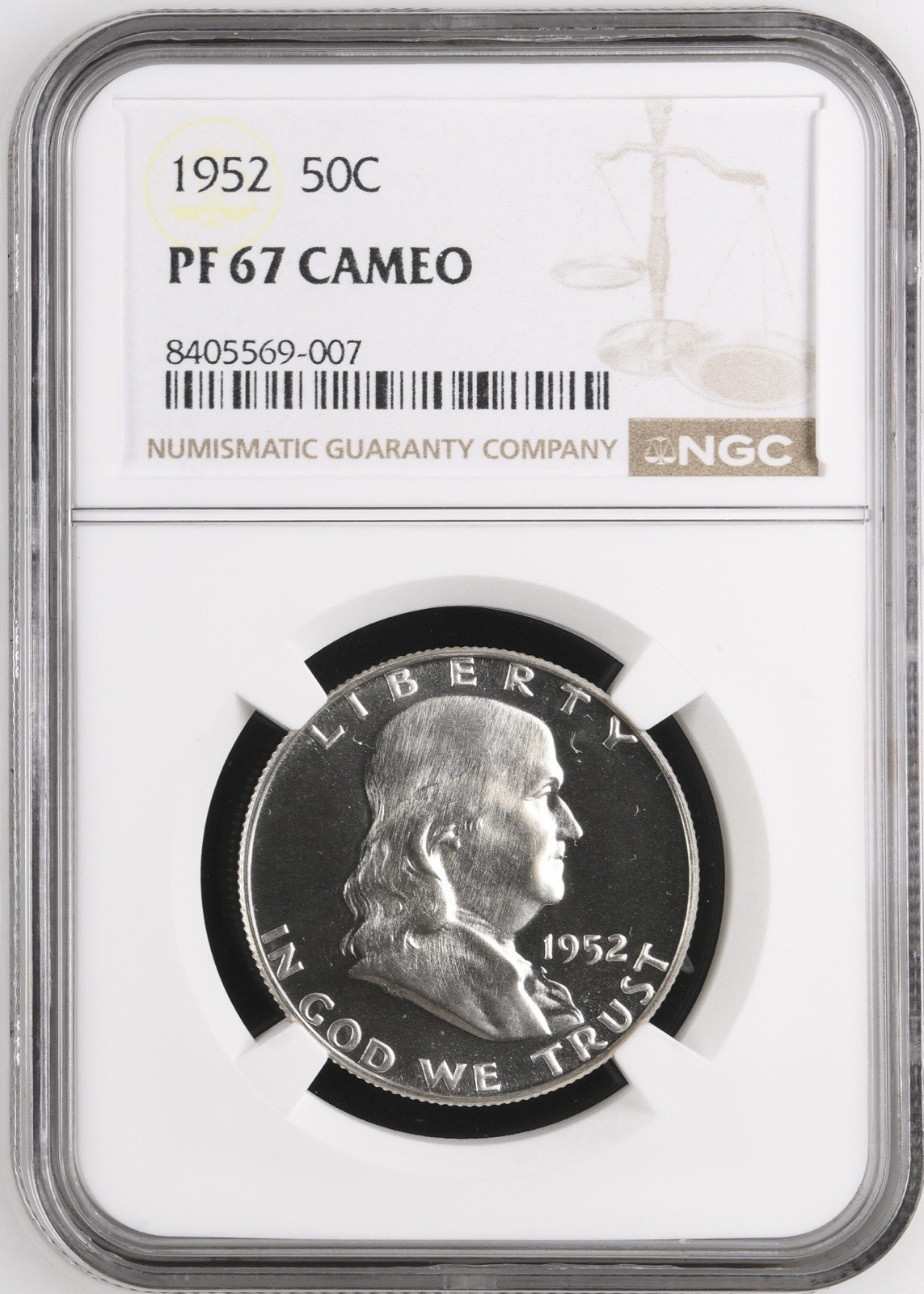 1952 Franklin Half Dollar NGC PR67 Cameo Silver Proof Coin 50C