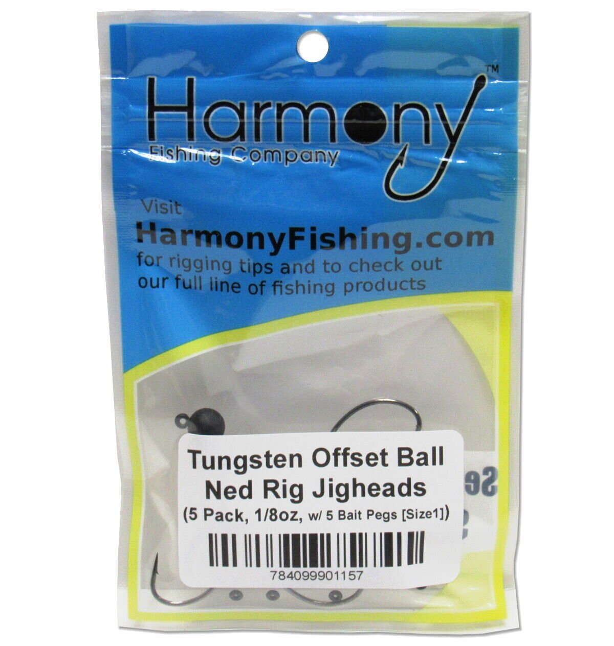 Harmony Fishing - Tungsten Offset Weedless Ned Rig Jigheads (5 Pack)