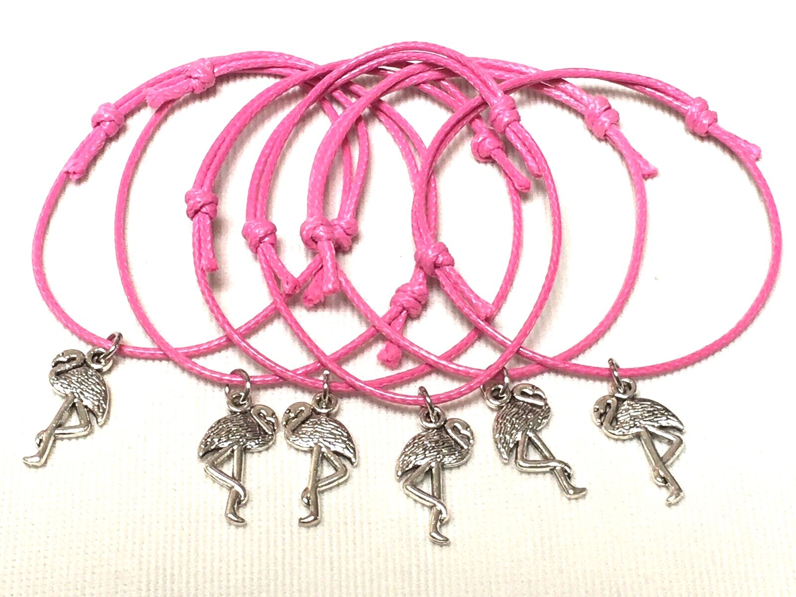 6 FLAMINGO FRIENDSHIP BRACELETS PARTY BAG FILLER HEN PARTY WEDDING FAVOURS