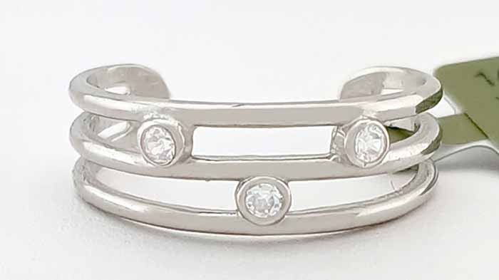 LAB WHITE SAPPHIRES 0.30 Cts TOE RING 14k SOLID WHITE GOLD  - Adjustable