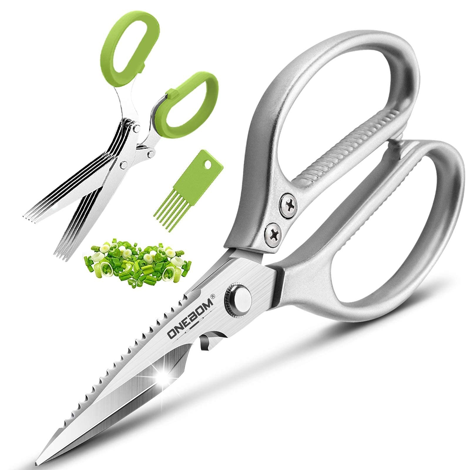 ONEBOM Kitchen Shears 2 Pack,Multi-Function Kitchen Scissors Heavy Duty Sharp...