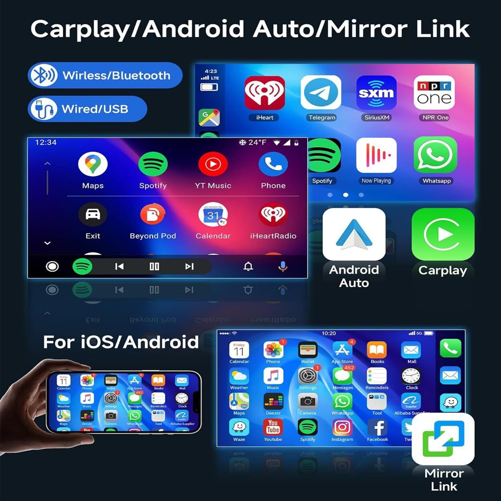 9.7 Inch Car Stereo for Traverse 2009-2012 Carplay Android Auto Backup Camera