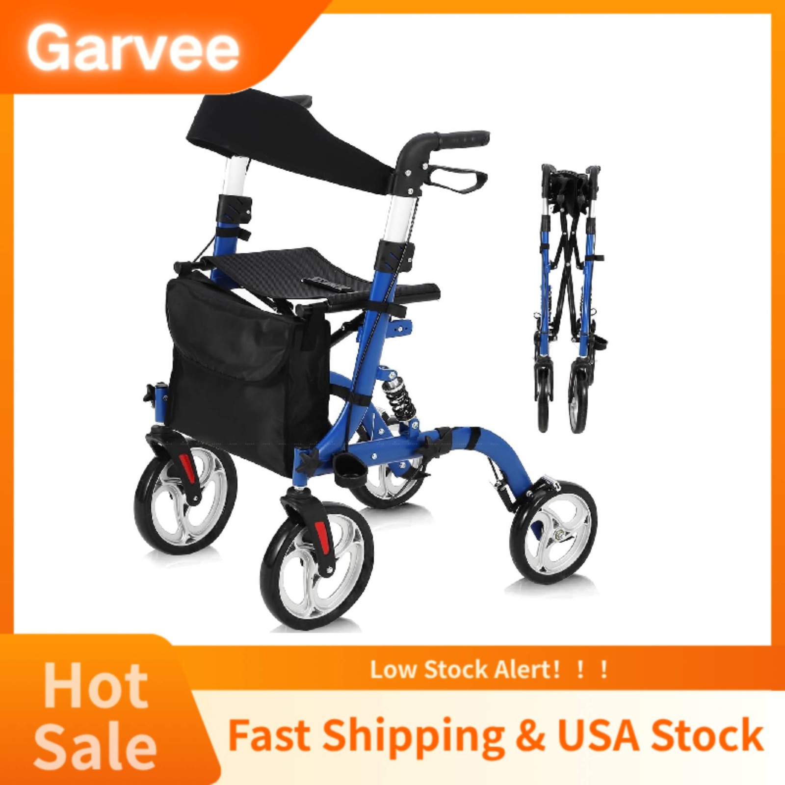 Lightweight Aluminum Construction Rollator Walkers for Seniors, Foldable Elder W