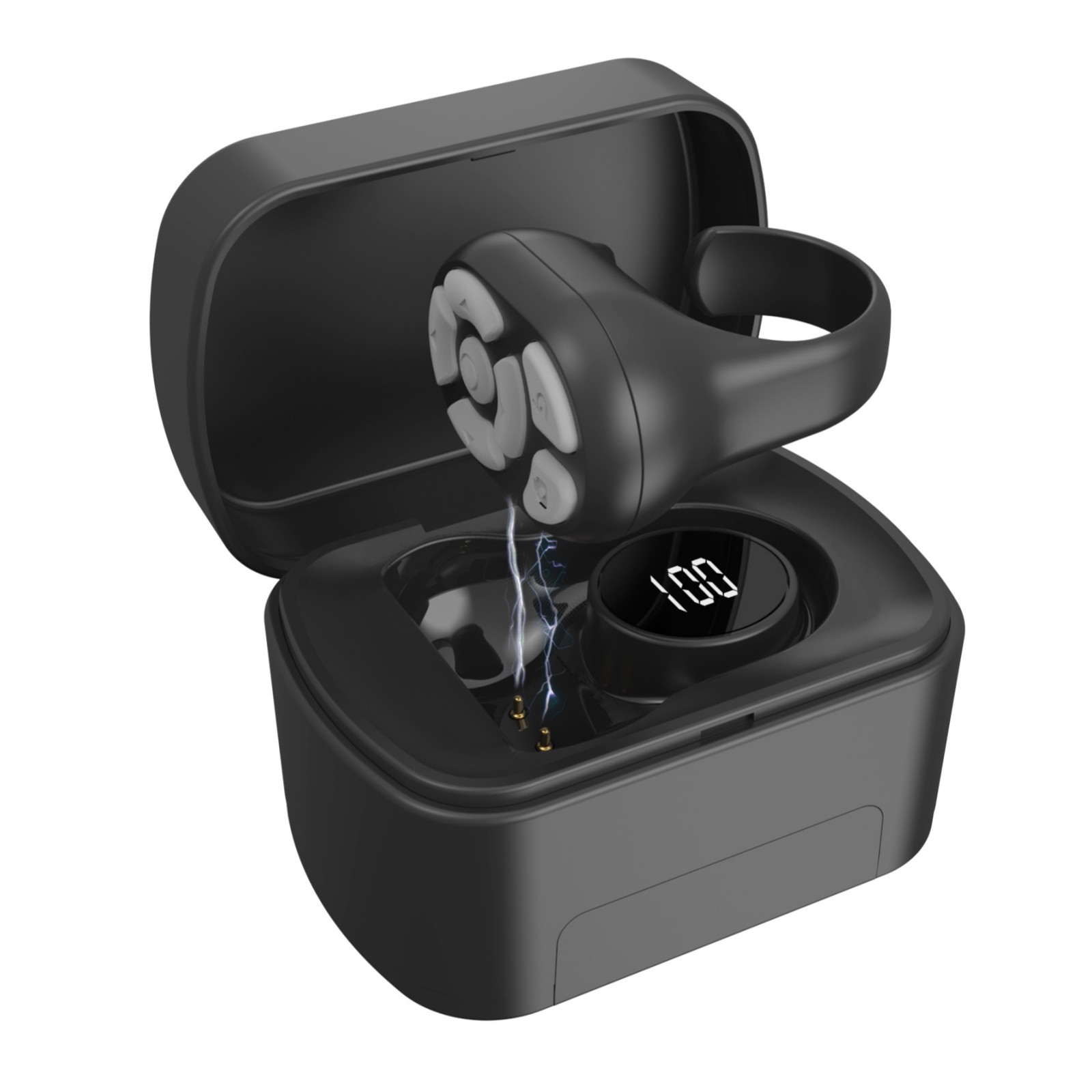 Black Remote Control Scrolling Ring With Charging Compartment Versatile Tool