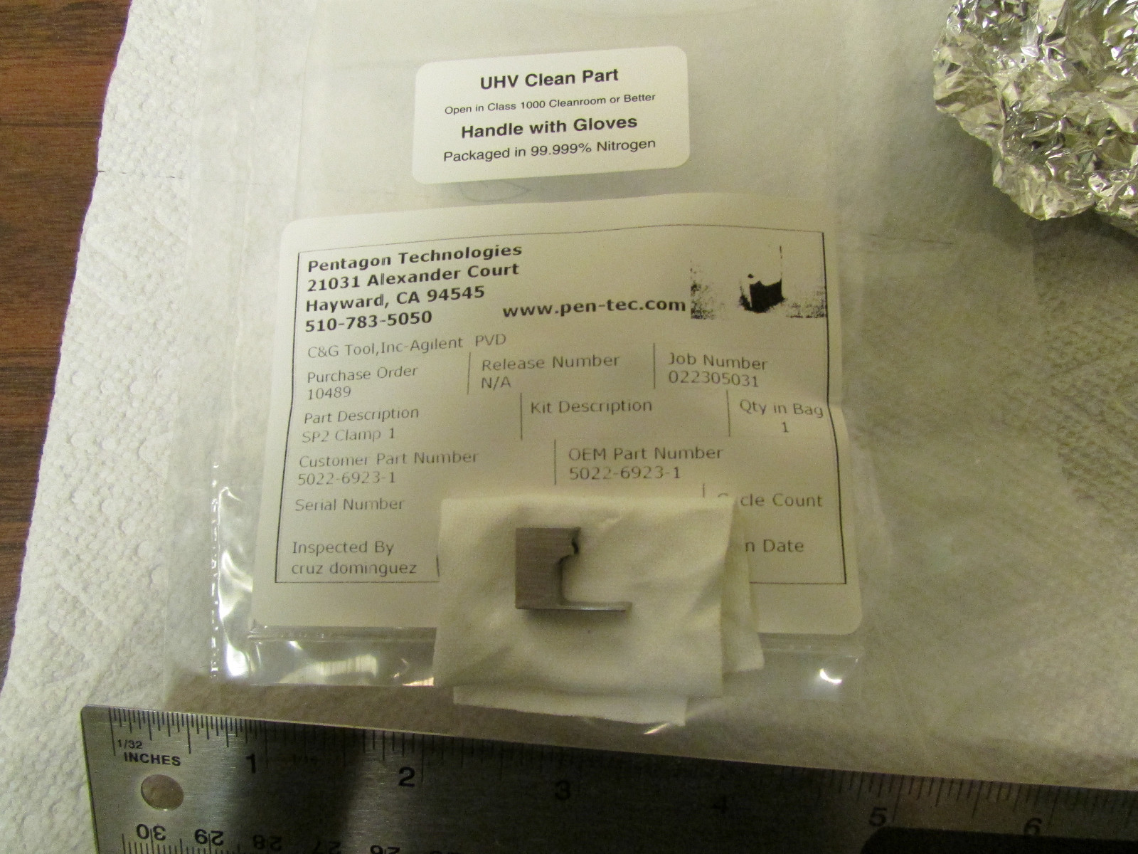 Pentagon Technologies 5022-6923 SP2 Clamp 1 New