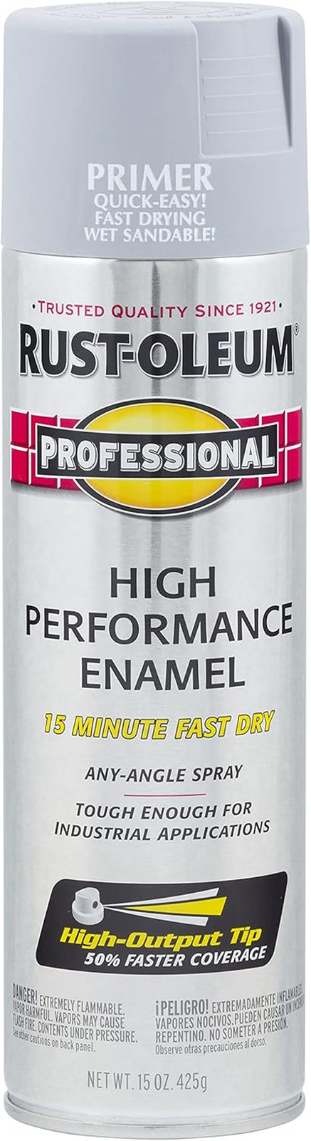 Rust Oleum 7582838 Professional Primer Spray Paint, 15 oz, Gray Primer