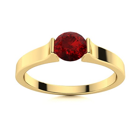 Natural Garnet Sterling Silver Wedding January Solitaire Statement Ring