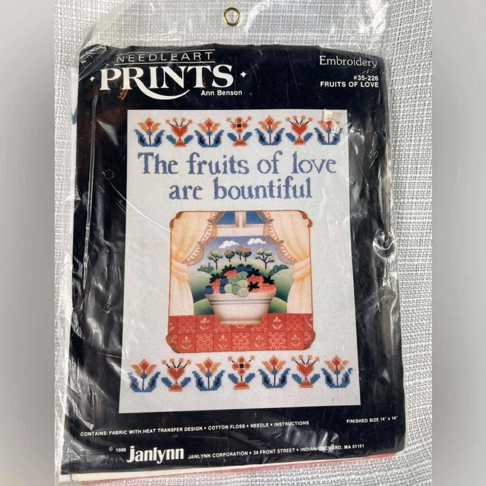 Vintage 1986 Janlynn Needle Art Prints New Fruits of Love Are Bountiful Crafts