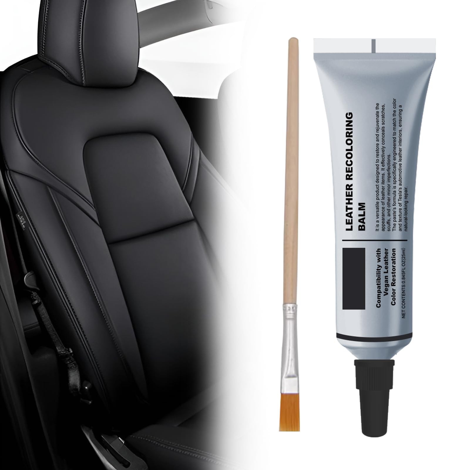 COSLAKE Black Leather Recoloring Balm for Tesla, Repair Kit
