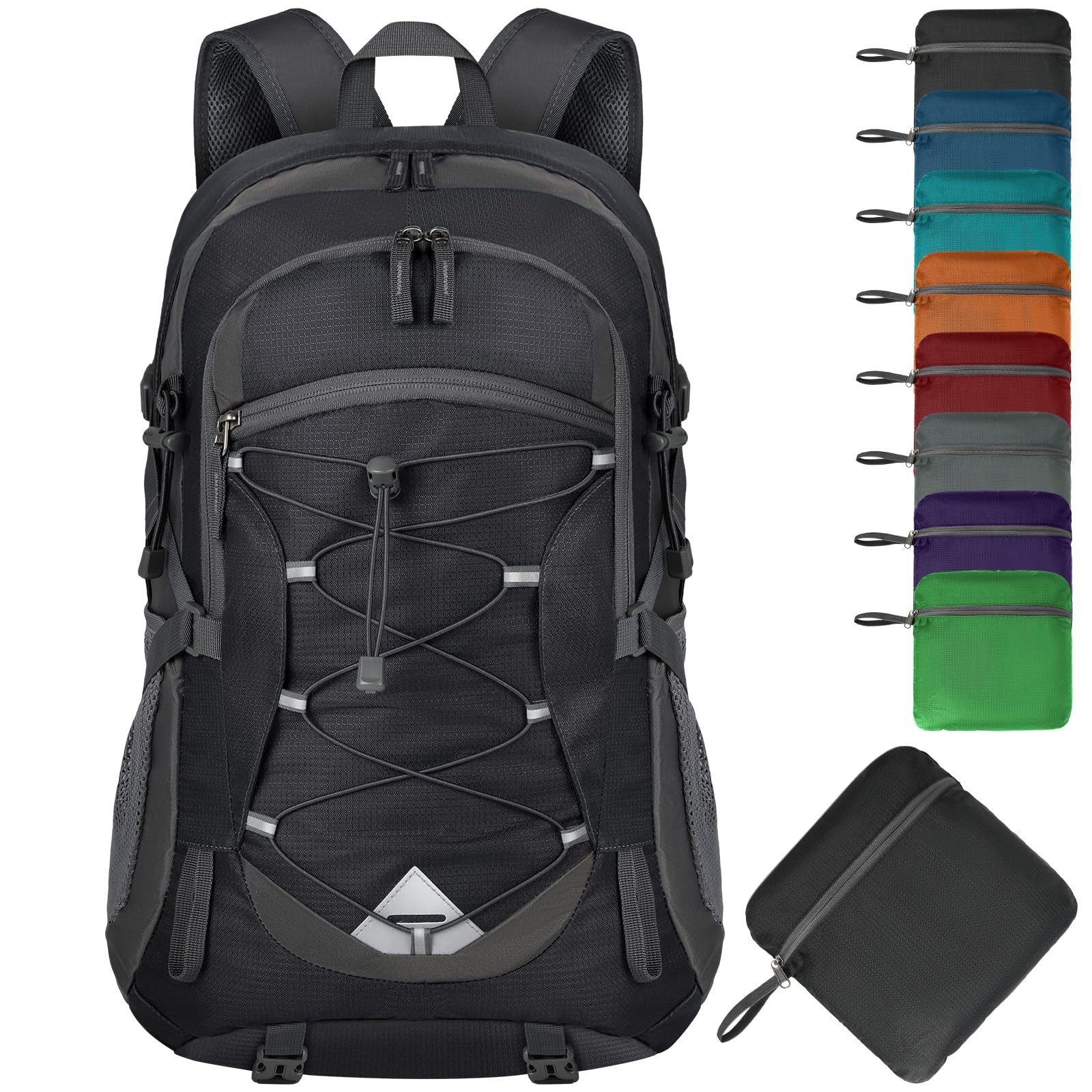 IGOLUMON Hiking Backpack 40L Packable Lightweight Camping 40L, Black