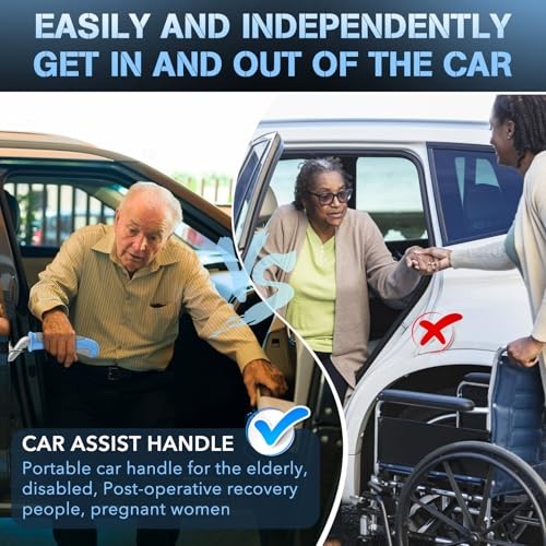 Car Door Handle for Elderly Car Handle Assist Light Blue and Grey-2 pcs