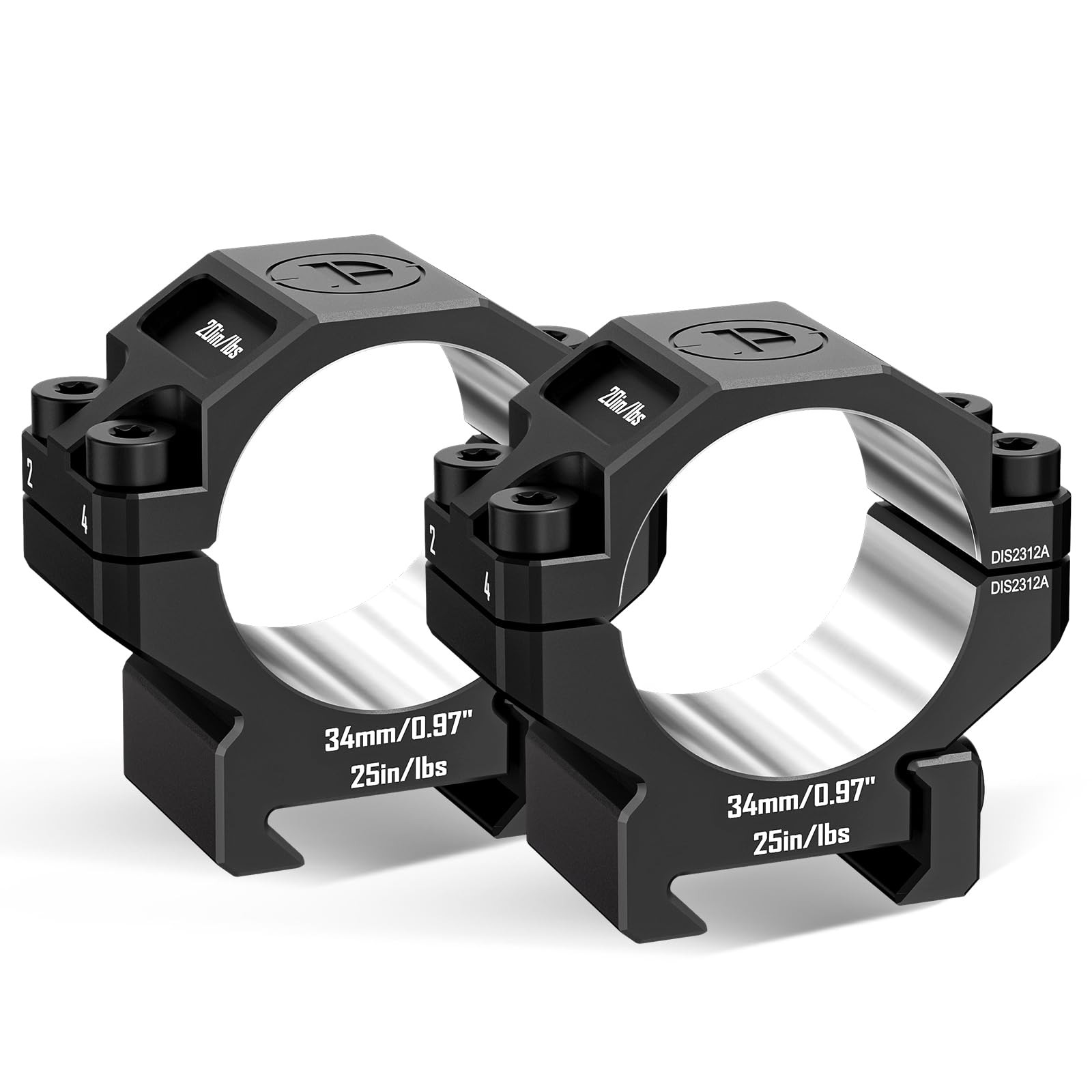 DISCOVERYOPT 34mm Scope Rings, Precision Lapped Picatinny Scope Rings, Low Pr...