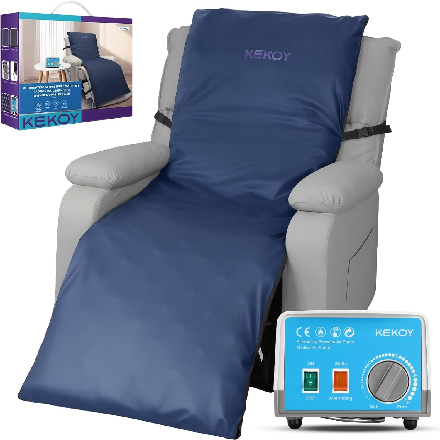 Alternating Air Pressure Mattress Pad for Recliner Chair, Upgraded Anti-Slip Des