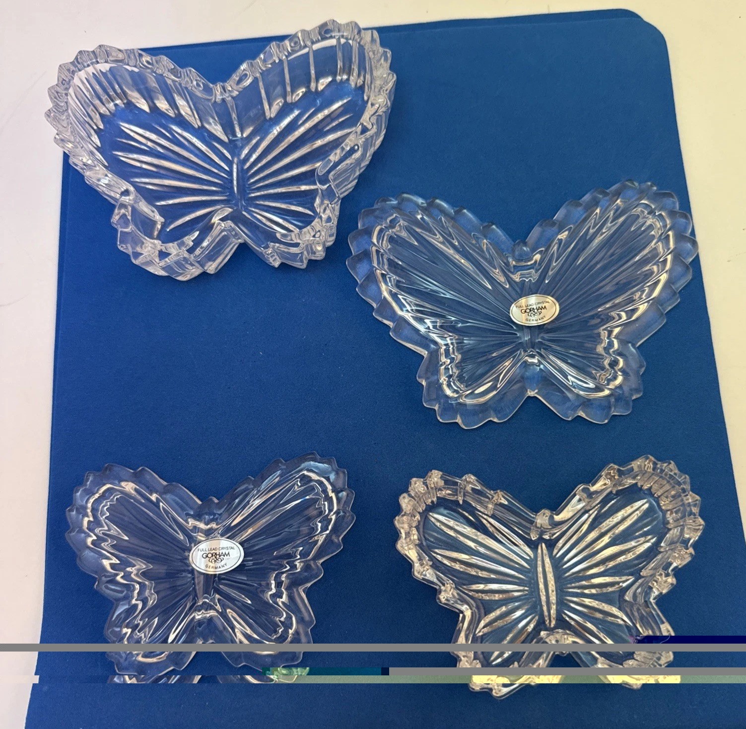 Two Gorham Crystal Butterfly Boxes 3 1/2” & 4 1/2” - Original Boxes/sticker