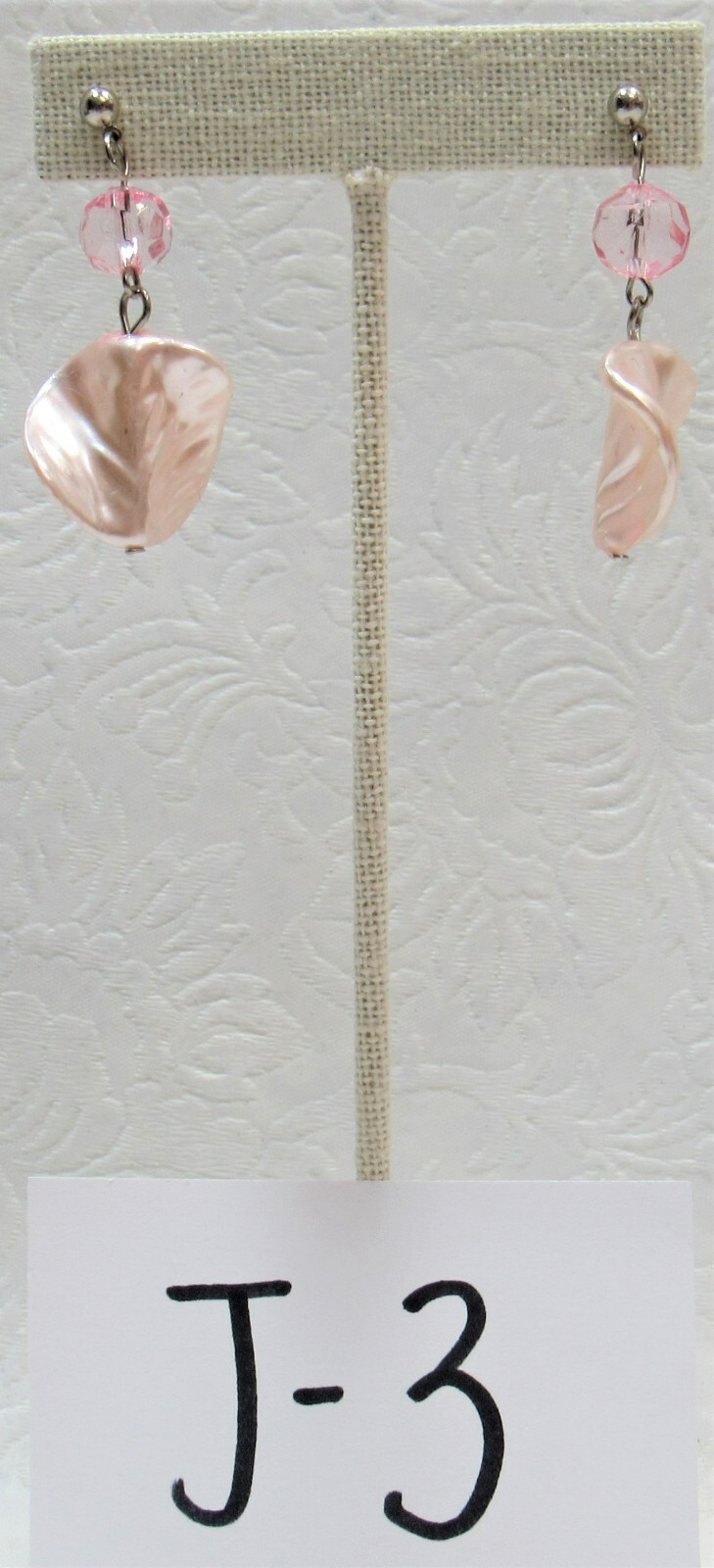 Earrings Pink Beaded Dangle Vintage 1980s