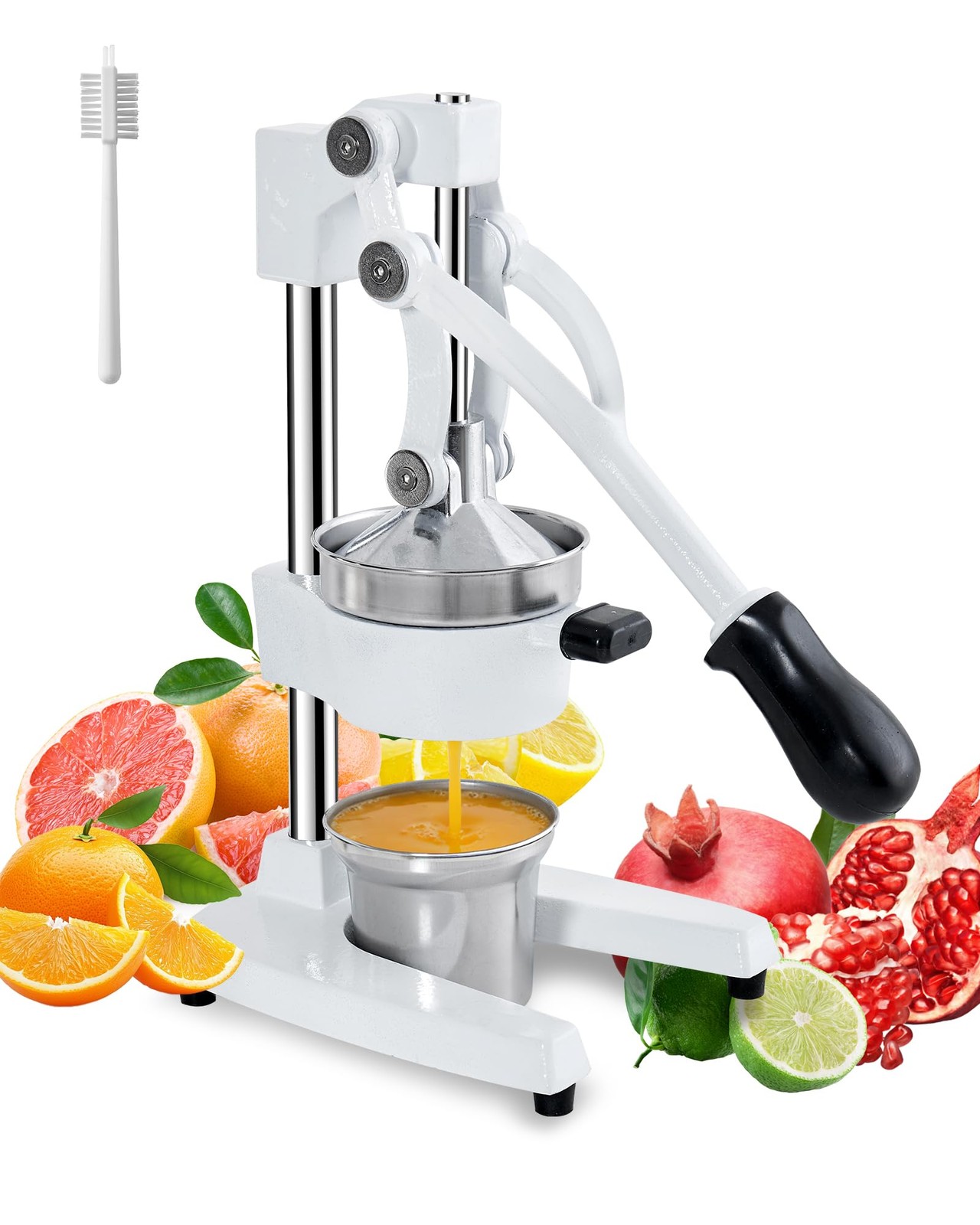 Cast Iron Juicer, Heavy Duty Manual Citrus Press with Stainless Steel Cup, Le...