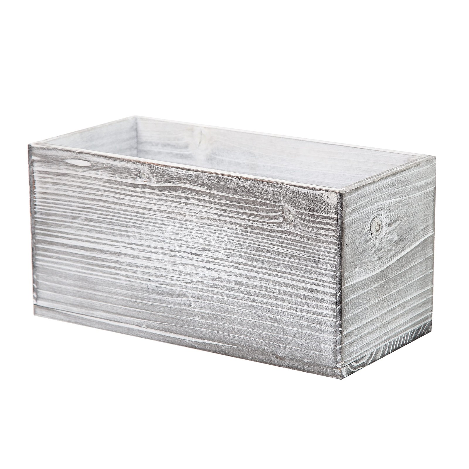 Rustic Gray Wood Mail Box Storage Holder File Organizer Tabletop Basket Script