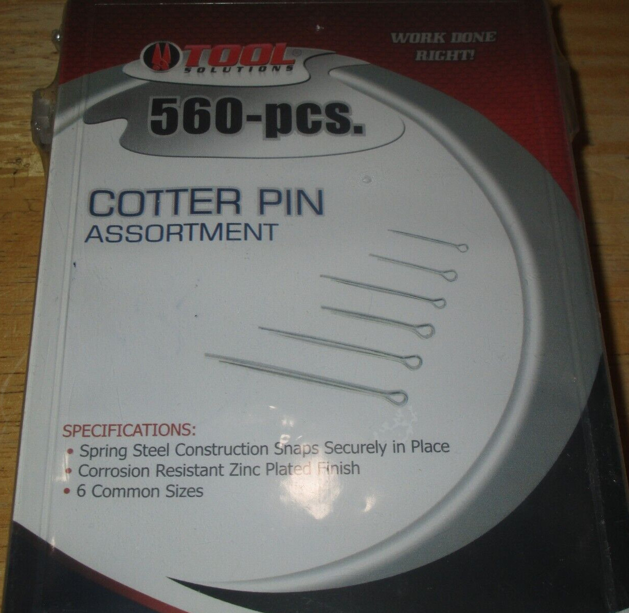 Tool Solutions Zinc Plated Cotter Pin 560-Pcs Assortment Corrosion-Resistant