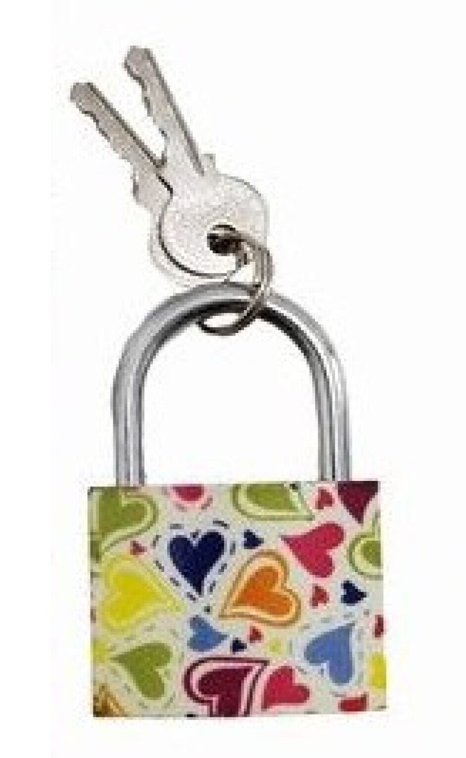 Printed Colored Hearts Brass Padlock 46mm 2-keys by Family Maid
