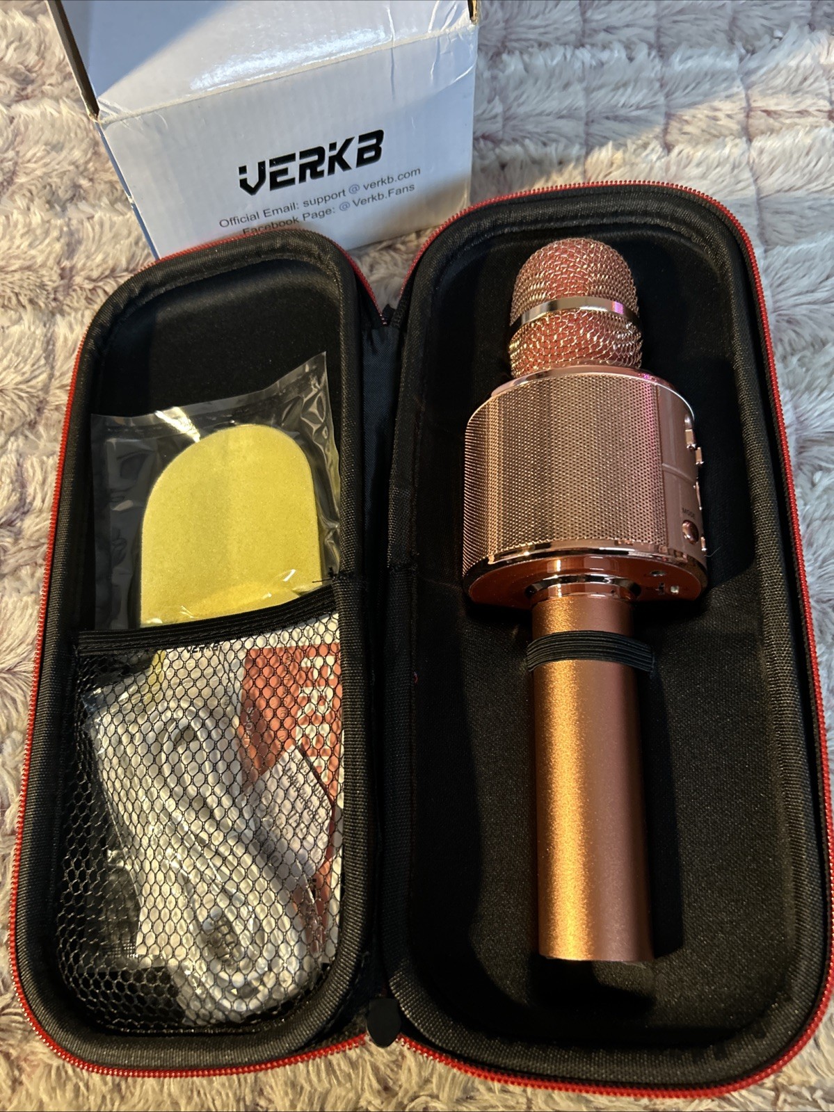 VERKB Wireless Microphone Rose Gold Karaoke