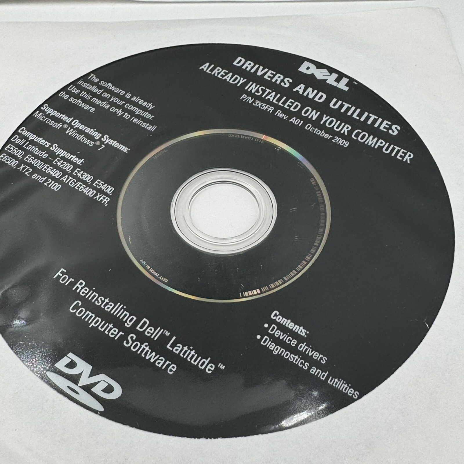 Dell Drivers and Utilities Reinstalling Computer Software 2009 Serial Numbers