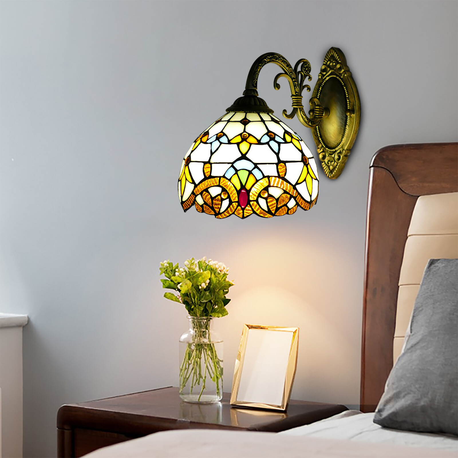 Tiffany Stained Glass Wall Sconce Baroque Lamp Indoor Hallway Wall Light Fixture