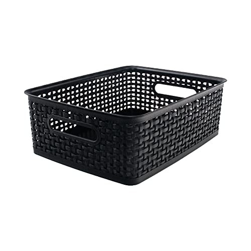 ADVANTUS WEAVE DESIGN PLASTIC MEDIUM BIN, 13.75"L BY 10.5"W BY - 36003-BLACK