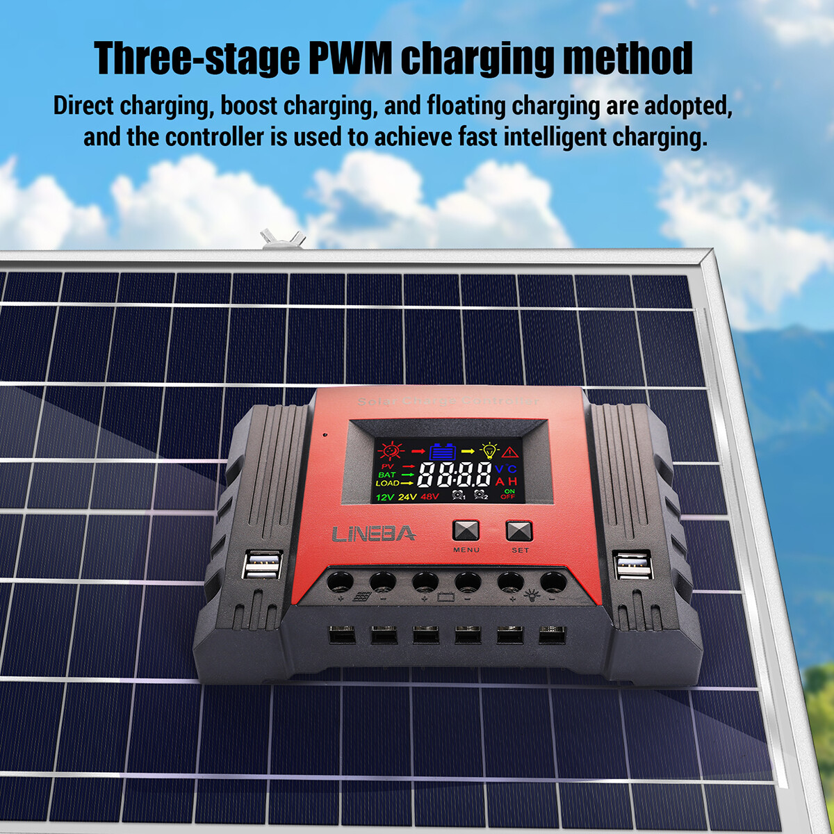 100A/60A/30A 12V/24V/48V Solar Panel Inverter Boat Charge Controller Regulator