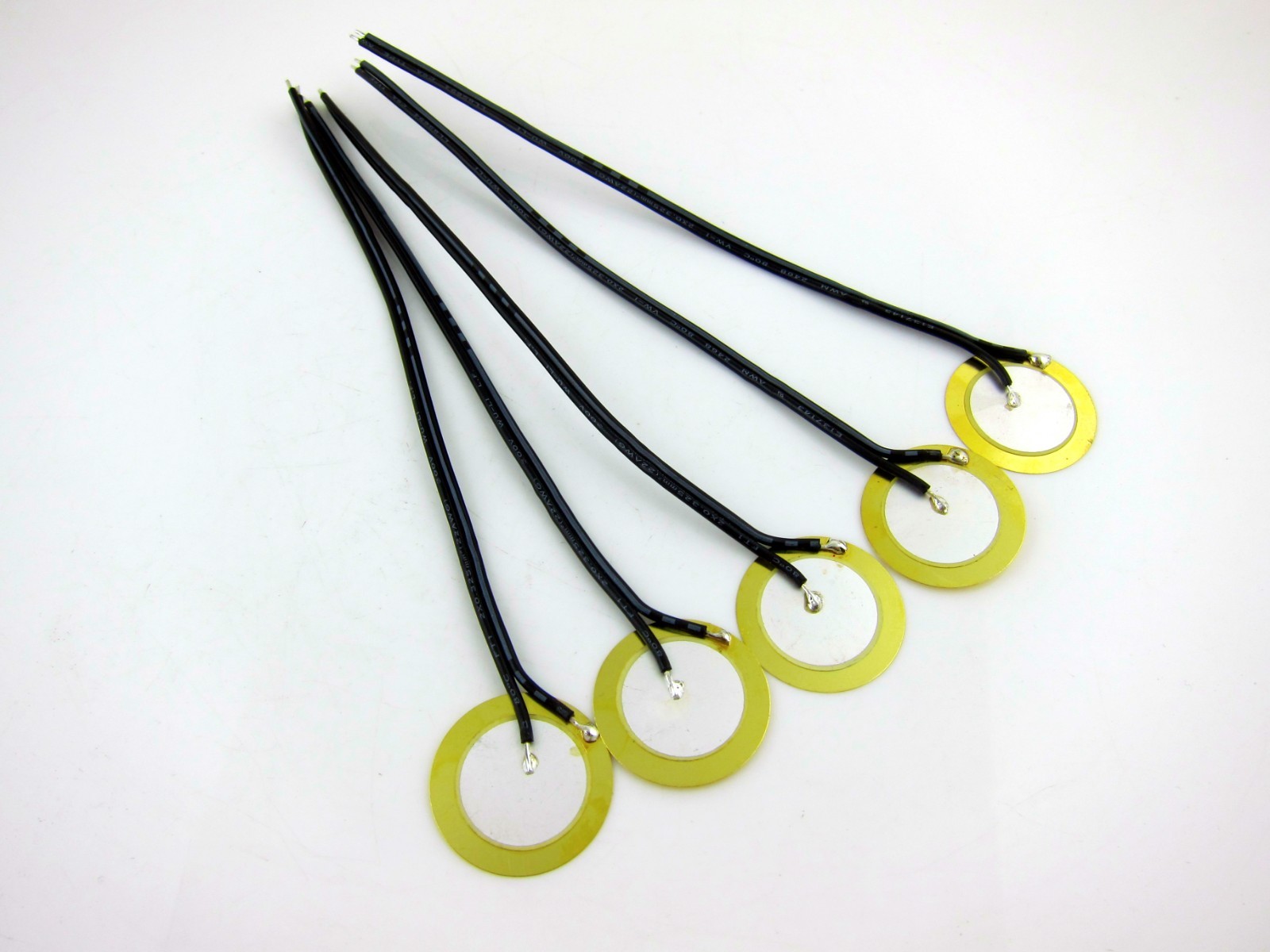 Goedrum Pack of 5 Prewired 27mm Piezo Disc / Element / Stripped Wire Tinned