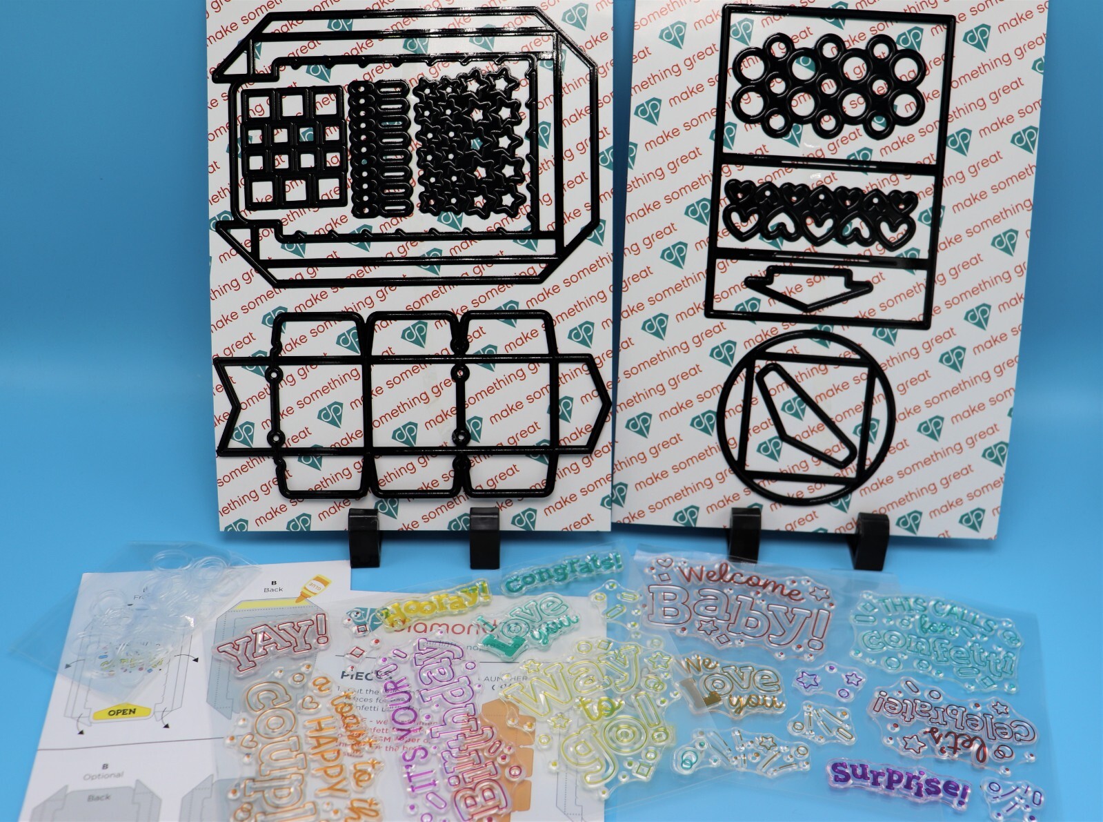 NEW Diamond Press CONFETTI LAUNCHER Die Stamp Set  & GIFT CARD HOLDER 743918